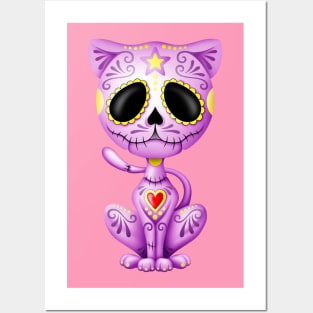 Purple Zombie Sugar Kitten Cat Posters and Art